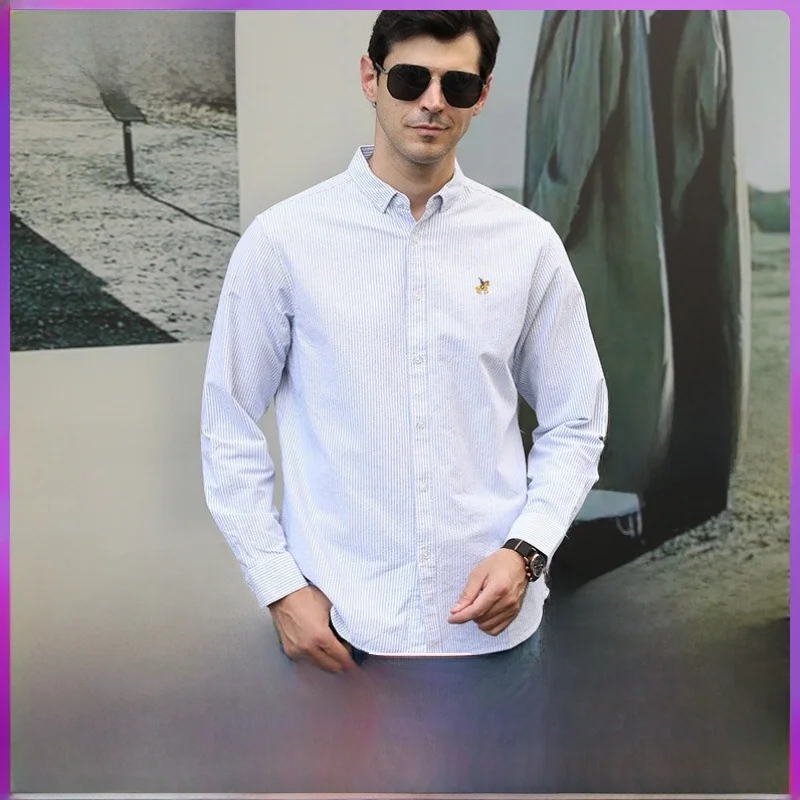 Pure Cotton Oxford Cloth Men's Casual Long Sleeve Shirt Large Size Comfortable Fit Fashionable Striped Pattern Business Wear
Pure Cotton Oxford Cloth Men's Casual Long Sleeve Shirt Large Size Comfortable Fit Fashionable Striped Pattern Business Wear