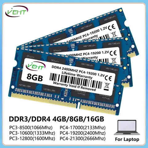 DDR3 DDR3L DDR4 4GB 8GB 16GB Memory Ram PC4 1.2V 2133 2400 2666 PC3 1.5V PC3L 1.35V 8500 10600 12800 SODIMM Laptop Memoria Ram