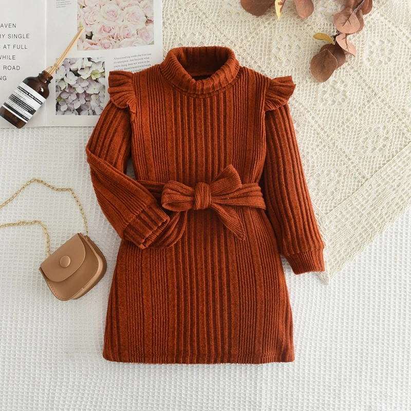 Girls' Dress Autumn And Winter Long Sleeve Knitted Sweater Dresses Belt Small High Neck Knitted Solid Color Warm Elastic Clothes
Girls' Dress Autumn And Winter Long Sleeve Knitted Sweater Dresses Belt Small High Neck Knitted Solid Color Warm Elastic Clothes