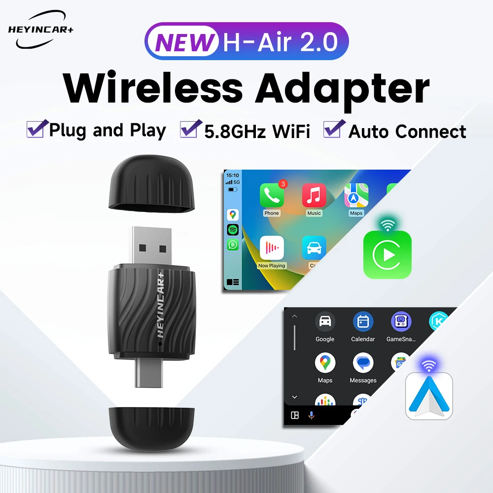 HEYINCAR 2 in 1 Universal Wireless CarPlay/Android Auto Wireless USB/Type-C Interface Adapter Smart Mini Box Plug Fast Connect
HEYINCAR 2 in 1 Universal Wireless CarPlay/Android Auto Wireless USB/Type-C Interface Adapter Smart Mini Box Plug Fast Connect