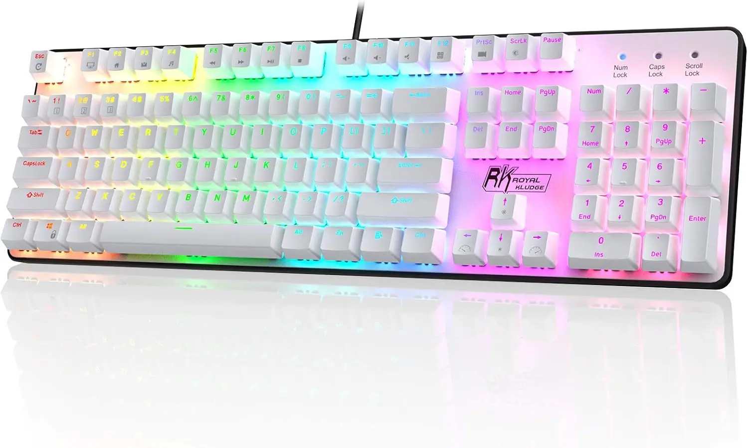 RK920 Full Size Mechanical Keyboard, Rainbow Backlit, 104-Key Wired Gaming Keyboard with Numeric Pad, Red Switch
RK920 Full Size Mechanical Keyboard, Rainbow Backlit, 104-Key Wired Gaming Keyboard with Numeric Pad, Red Switch