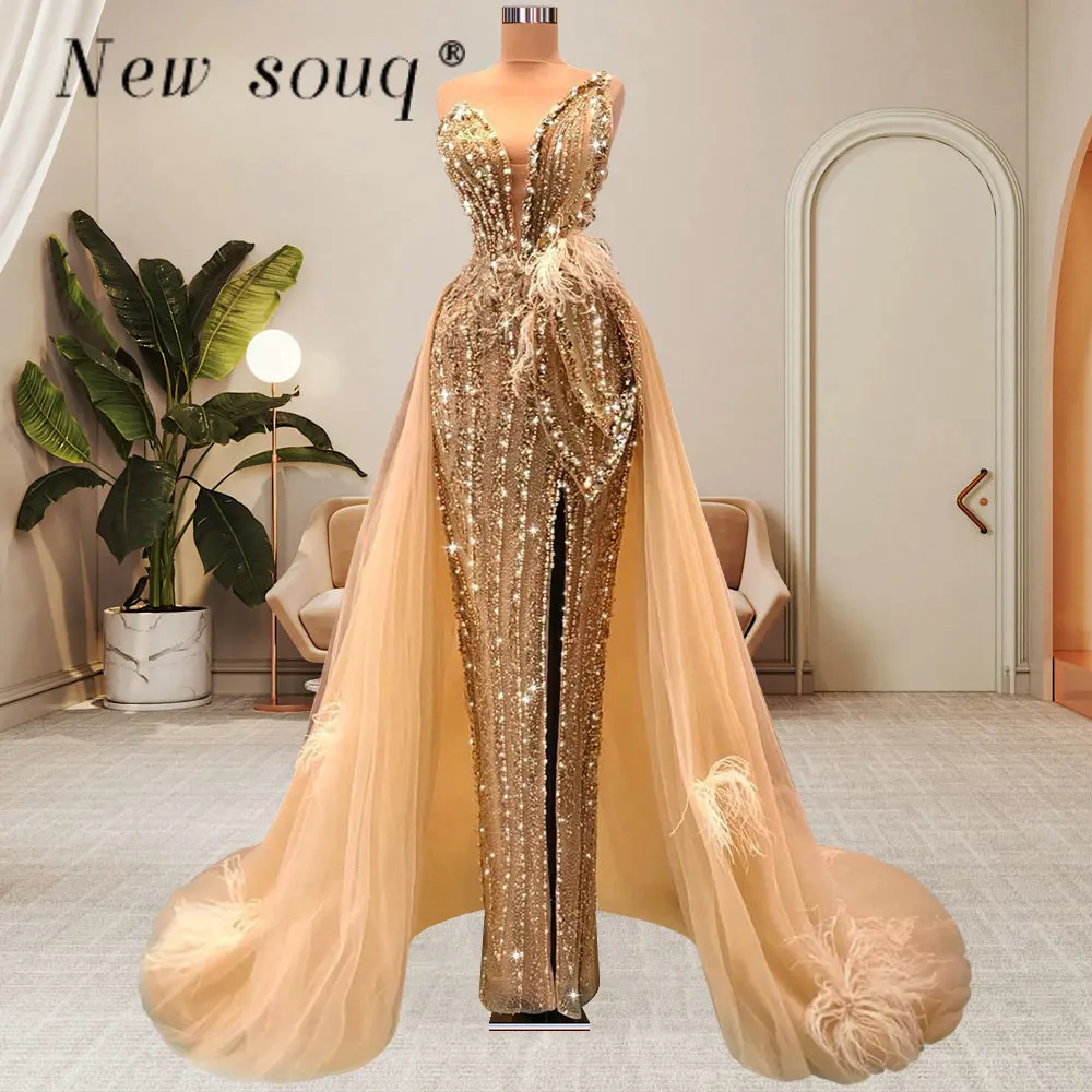 Champagne Glittery Sweetheart Neck Long Evening Dresses Beaded Ruffles Feathers Mermaid Birthday Party Formal Prom Gowns
Champagne Glittery Sweetheart Neck Long Evening Dresses Beaded Ruffles Feathers Mermaid Birthday Party Formal Prom Gowns