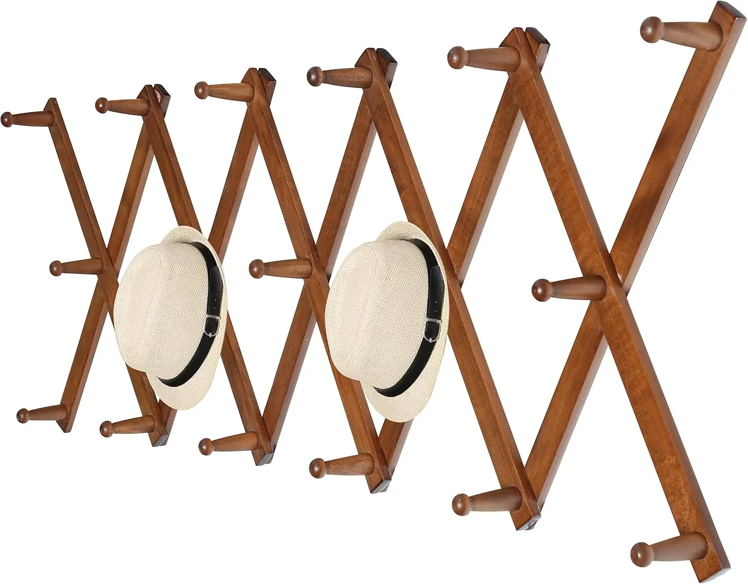 Expandable Wooden Accordion Wall Hanger, 17 Pegs, Walnut Coat & Hat Rack
Expandable Wooden Accordion Wall Hanger, 17 Pegs, Walnut Coat & Hat Rack