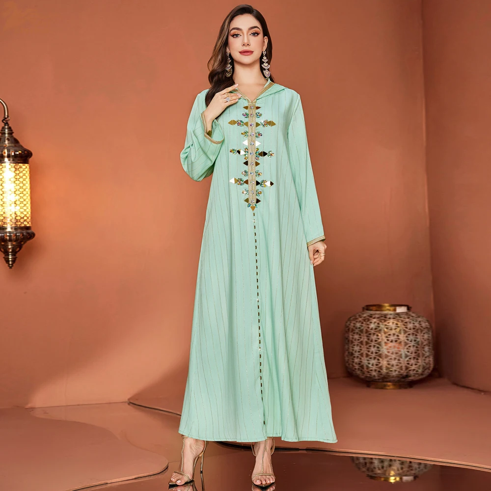 Eid Mubarak Djellaba Hooded Maxi Dress for Women Diamonds Abaya Dubai Turkey Kaftan Islamic Clothing Arabic Robe Jalabiya Gown
Eid Mubarak Djellaba Hooded Maxi Dress for Women Diamonds Abaya Dubai Turkey Kaftan Islamic Clothing Arabic Robe Jalabiya Gown