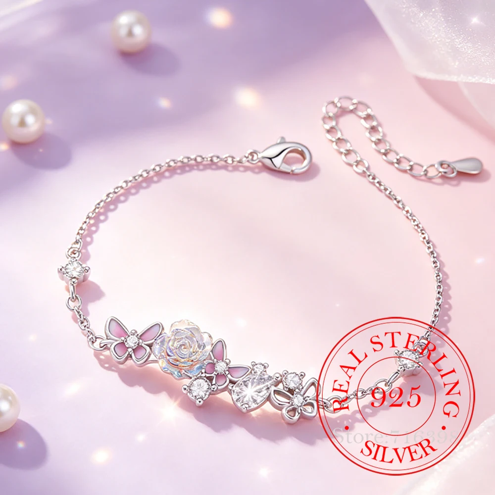 925 Sterling Silver Jewelry Luminous Butterfly Flowers Charm Bracelet for Women Wedding Party Jewelry For Girls Friends Gift
925 Sterling Silver Jewelry Luminous Butterfly Flowers Charm Bracelet for Women Wedding Party Jewelry For Girls Friends Gift