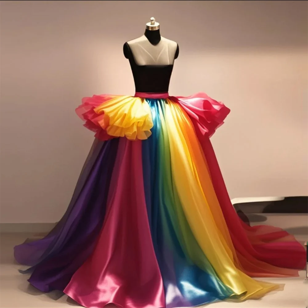 Colorful Rainbow Long Skirt Elastic High Waist A Line Ruffles Women Tutu Skirt Formal Wear Girls Birthday Party Skirt
Colorful Rainbow Long Skirt Elastic High Waist A Line Ruffles Women Tutu Skirt Formal Wear Girls Birthday Party Skirt