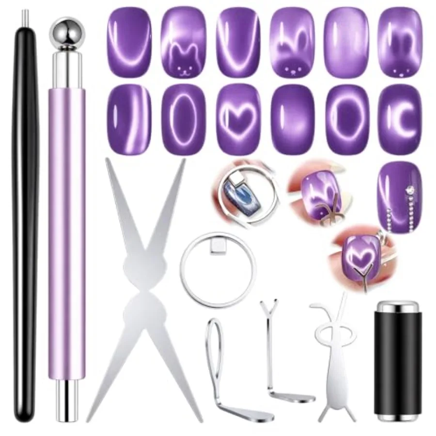8 PCS Ring Magnet Set for Cat Eye Gel Polish, 3 in 1 Magnet with Ball Magnetic Pen French Bunny Heart Halo Shaped Magnetic Nail
8 PCS Ring Magnet Set for Cat Eye Gel Polish, 3 in 1 Magnet with Ball Magnetic Pen French Bunny Heart Halo Shaped Magnetic Nail
