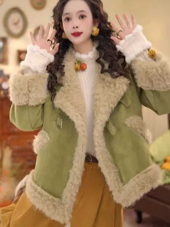 Thiened Faux Fur Suede Jaet Women's Faionable Winter New Sle Princ Sle Long Sve Stand Collar Coat Warmth
Thiened Faux Fur Suede Jaet Women's Faionable Winter New Sle Princ Sle Long Sve Stand Collar Coat Warmth