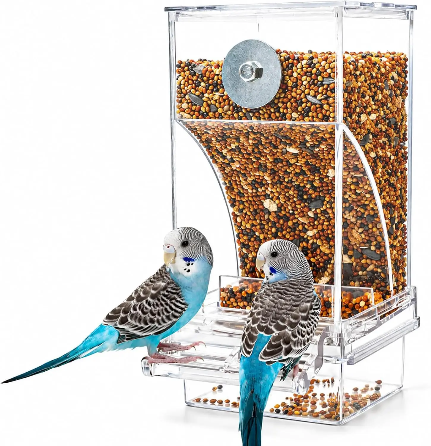 Automatic Bird Feeder, Transparent Acrylic No Mess Food Container for Parrots, Cockatoo, Canary, Small Birds
Automatic Bird Feeder, Transparent Acrylic No Mess Food Container for Parrots, Cockatoo, Canary, Small Birds