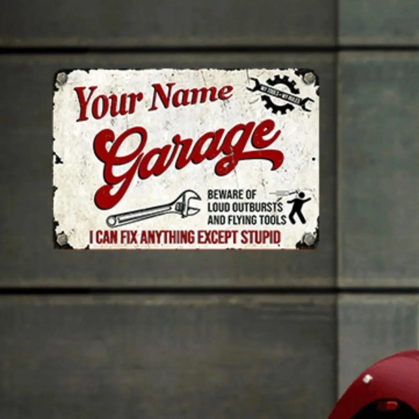(2D Tin painting)Vintage-Style Retro Aluminum Garage Sign - Custom-Text Personalized, Scratch-Resistant Wall Decor, Great for
(2D Tin painting)Vintage-Style Retro Aluminum Garage Sign - Custom-Text Personalized, Scratch-Resistant Wall Decor, Great for