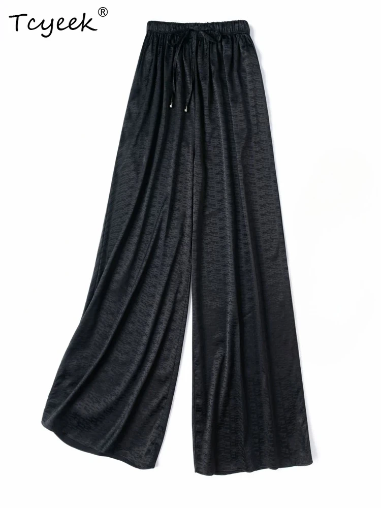Tcyeek 92% Real Mulberry Silk Black Pants Woman Clothes 19MM Silk Wide Leg Pants Women Loose Summer Trousers Pantalon Pour Femme
Tcyeek 92% Real Mulberry Silk Black Pants Woman Clothes 19MM Silk Wide Leg Pants Women Loose Summer Trousers Pantalon Pour Femme