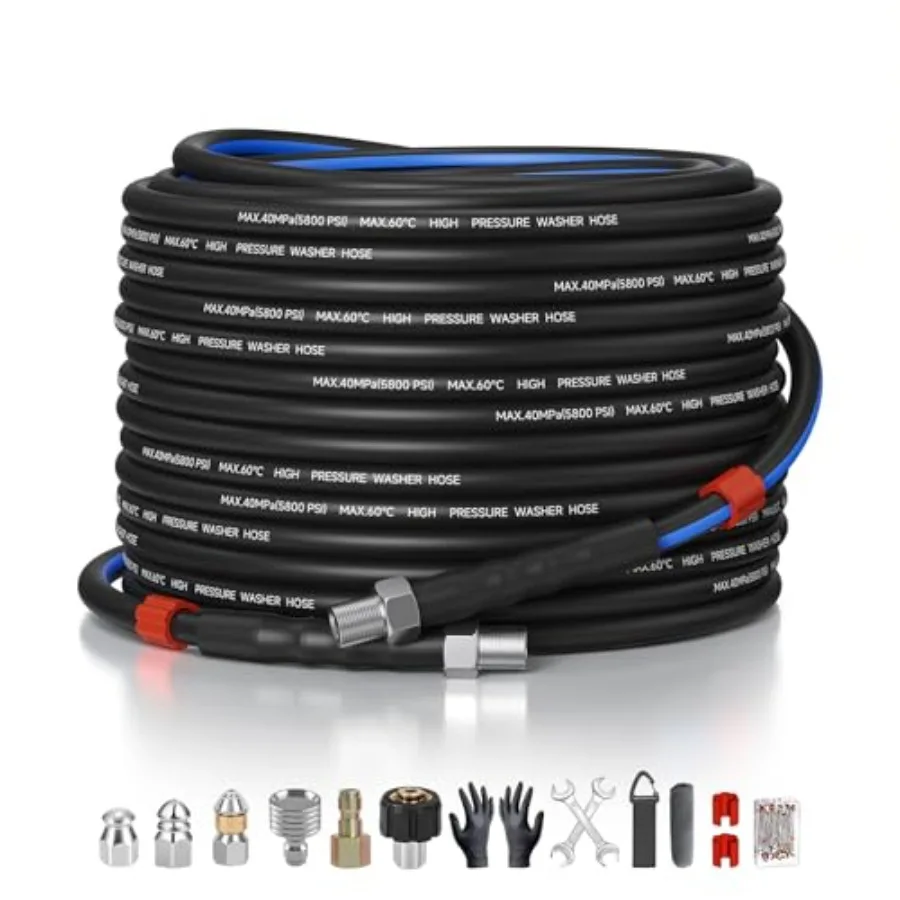 Sewer Jetter Kit for Pressure Washer 50Feet 5800PSI Drain Jetter Hose 1/4 Inch NPT Corner with Watering Spray Nozzle Rotating a
Sewer Jetter Kit for Pressure Washer 50Feet 5800PSI Drain Jetter Hose 1/4 Inch NPT Corner with Watering Spray Nozzle Rotating a