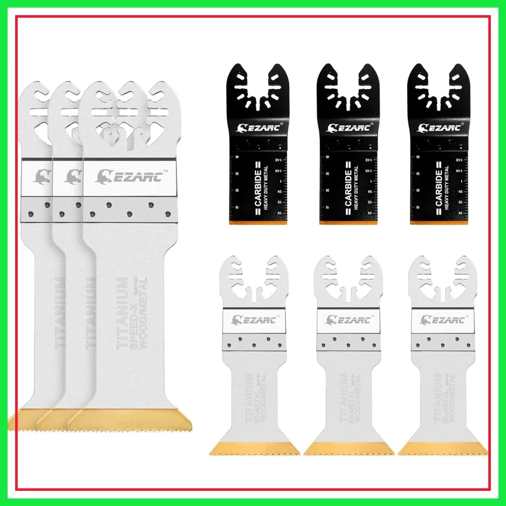 Oscillating Multitool Blade Set - Carbide & Titanium, Fast Cutting for Metal/Nails/Bolts/Screws, 9-Pack
Oscillating Multitool Blade Set - Carbide & Titanium, Fast Cutting for Metal/Nails/Bolts/Screws, 9-Pack