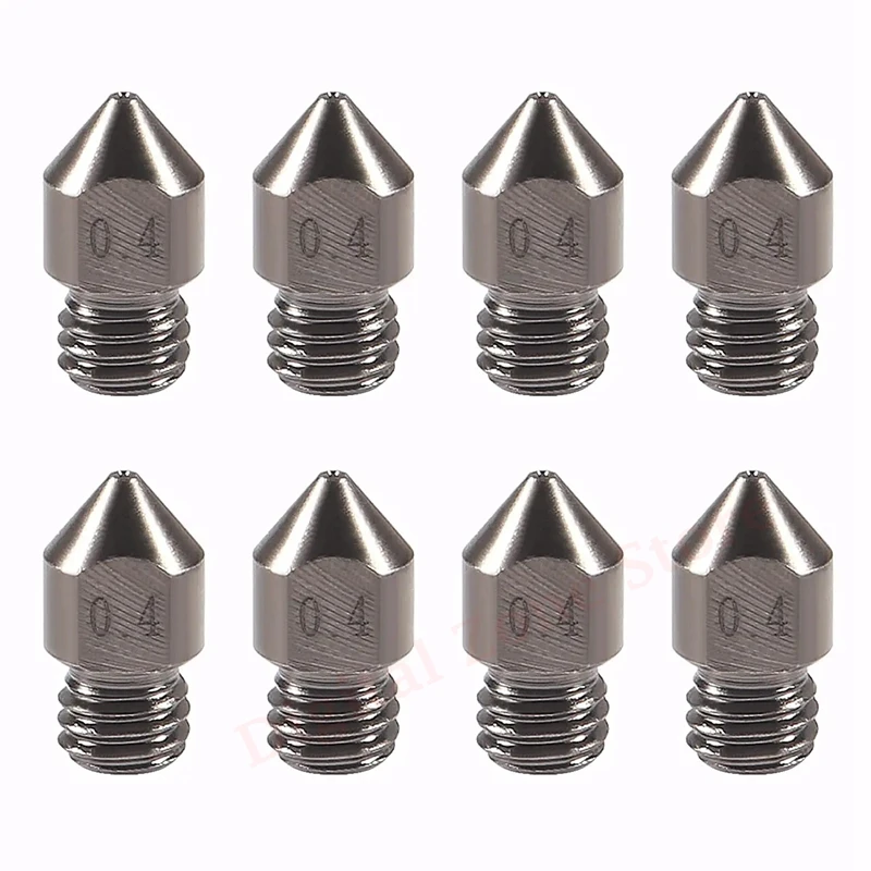 8Pcs Hardened Steel Mk8 Nozzles 0.4 mm 3D Printer Extruder Nozzles High Temperature Wear Resistant for CR-10/10S, Ender 3/3 Pro
8Pcs Hardened Steel Mk8 Nozzles 0.4 mm 3D Printer Extruder Nozzles High Temperature Wear Resistant for CR-10/10S, Ender 3/3 Pro
