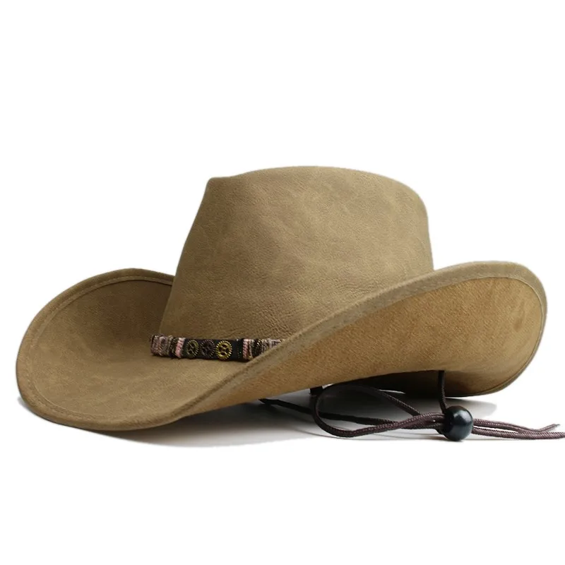 Make old woven leather belt men's and women's large brimmed cowboy hat windproof sunshade warm top
Make old woven leather belt men's and women's large brimmed cowboy hat windproof sunshade warm top