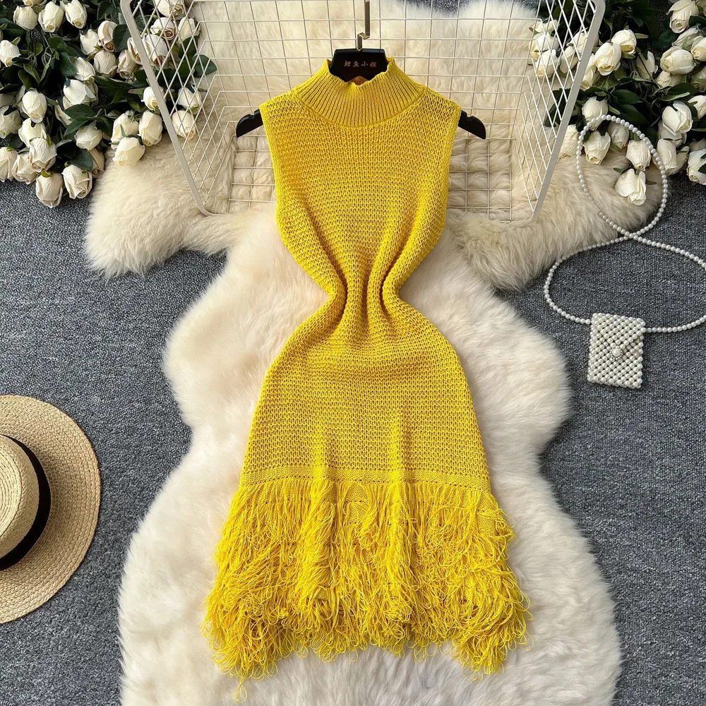 Sleeveless Knit Dress Women Summer Slim Fit Frayed Hem Mini Dress Casual Chic Y2K Pure Seduction Hot Girl Short Dress
Sleeveless Knit Dress Women Summer Slim Fit Frayed Hem Mini Dress Casual Chic Y2K Pure Seduction Hot Girl Short Dress