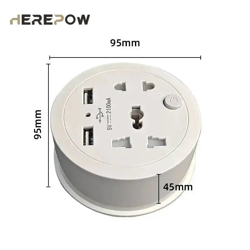 Herepow Dual USB Universal Five Hole Socket EU UK US TH AU Standard Type 10A 220-250V 1800W Popular Multifunctional Plug Board
Herepow Dual USB Universal Five Hole Socket EU UK US TH AU Standard Type 10A 220-250V 1800W Popular Multifunctional Plug Board