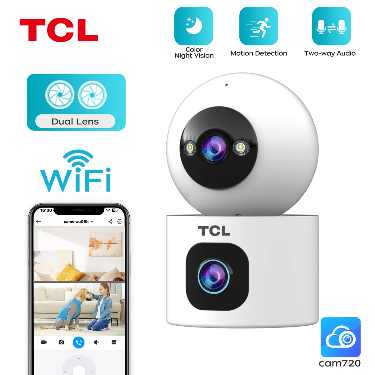 Оригинальная Wi-Fi камера TCL с двумя объективами, поворотная, для дома, с ночным видением, двусторонней аудиосвязью, для наблюдения за детьми и домашней безопасности
Оригинальная Wi-Fi камера TCL с двумя объективами, поворотная, для дома, с ночным видением, двусторонней аудиосвязью, для наблюдения за детьми и домашней безопасности