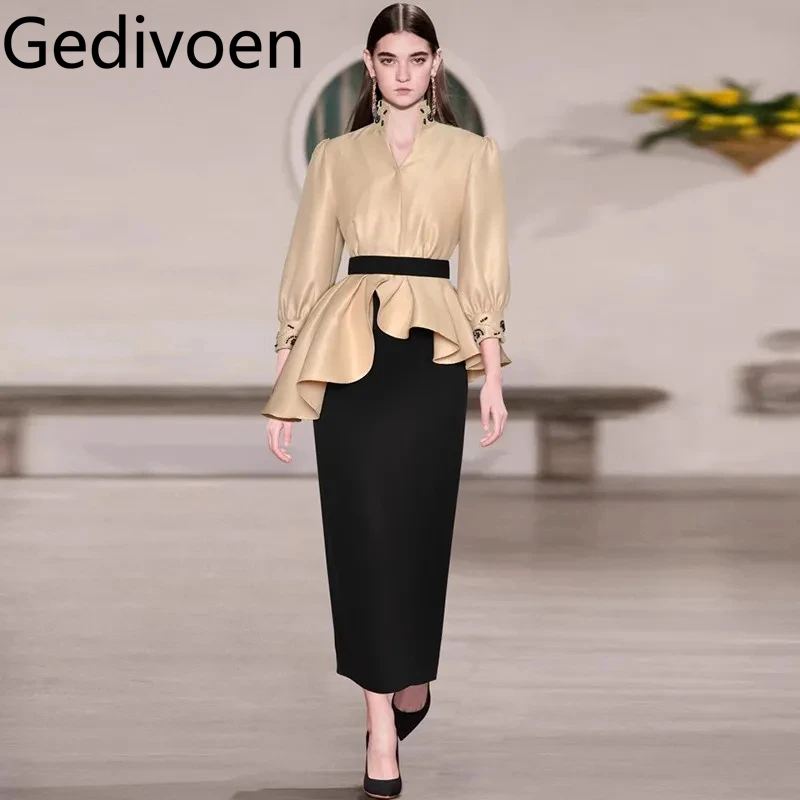 Gedivoen Autumn and Winter Women's Commuter Suit Stand Collar Long-Sleeved Beading Design Tops+Slim Pencil Skirt 2 piece set
Gedivoen Autumn and Winter Women's Commuter Suit Stand Collar Long-Sleeved Beading Design Tops+Slim Pencil Skirt 2 piece set