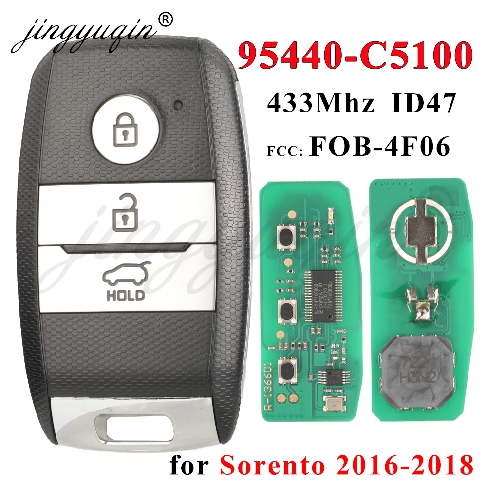 jingyuqin Car Remote Control Key For KIA Sorento 2015 2016 2017 2018 95440-C5100 FCCID FOB-4F06 ID47 433MHz Keyless Go Card
jingyuqin Car Remote Control Key For KIA Sorento 2015 2016 2017 2018 95440-C5100 FCCID FOB-4F06 ID47 433MHz Keyless Go Card