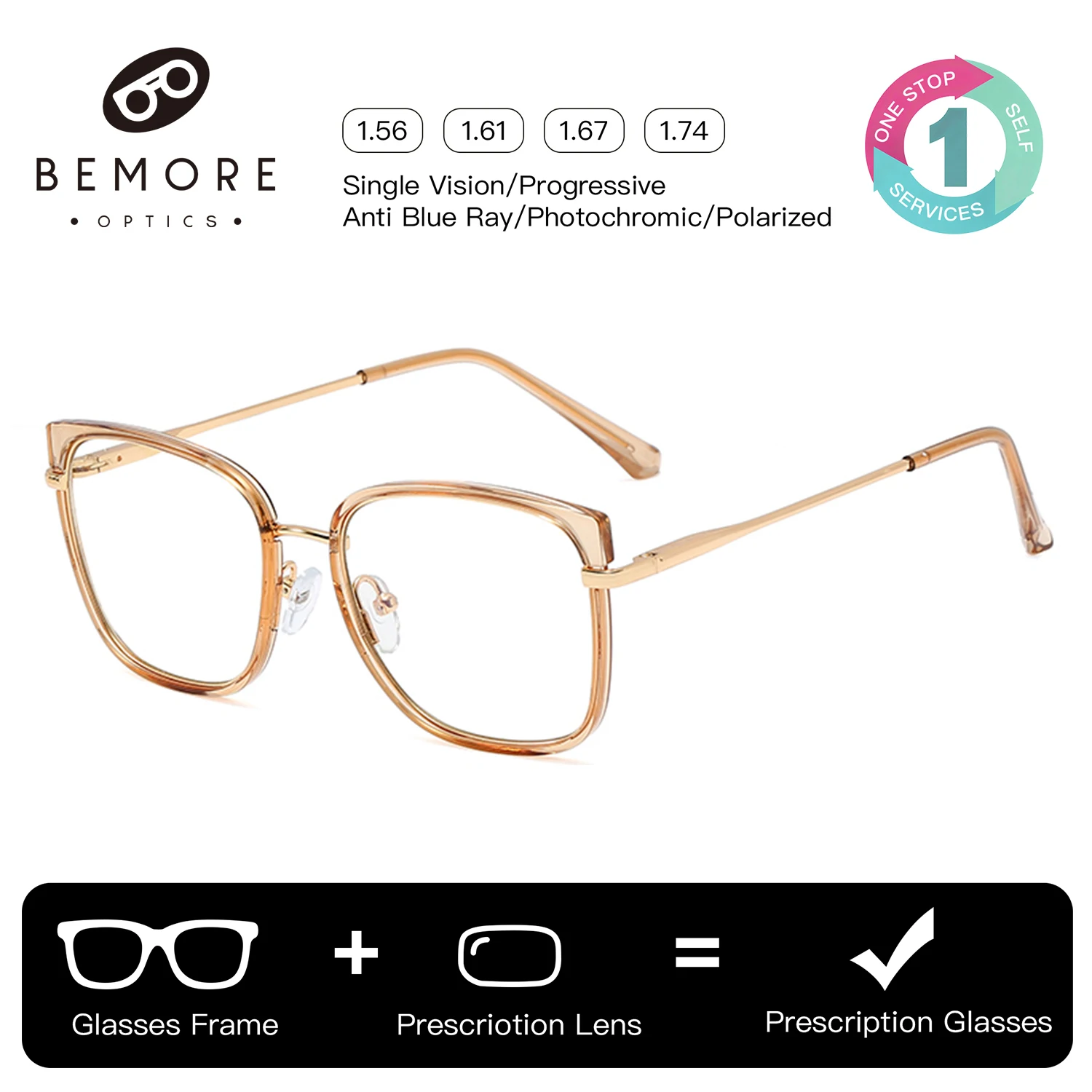 BEMORE Cat Eye Optical Glasses with Prescription Women High Quality Metal Anti Blue Light Glasses with Diopters Myopia Eyewear
BEMORE Cat Eye Optical Glasses with Prescription Women High Quality Metal Anti Blue Light Glasses with Diopters Myopia Eyewear