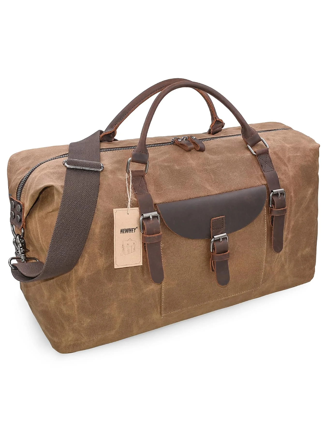 Oversized Waterproof Canvas Travel Duffel Bag, genuine leather weekender overnight gym sports bag for holiday men gifts.
Oversized Waterproof Canvas Travel Duffel Bag, genuine leather weekender overnight gym sports bag for holiday men gifts.