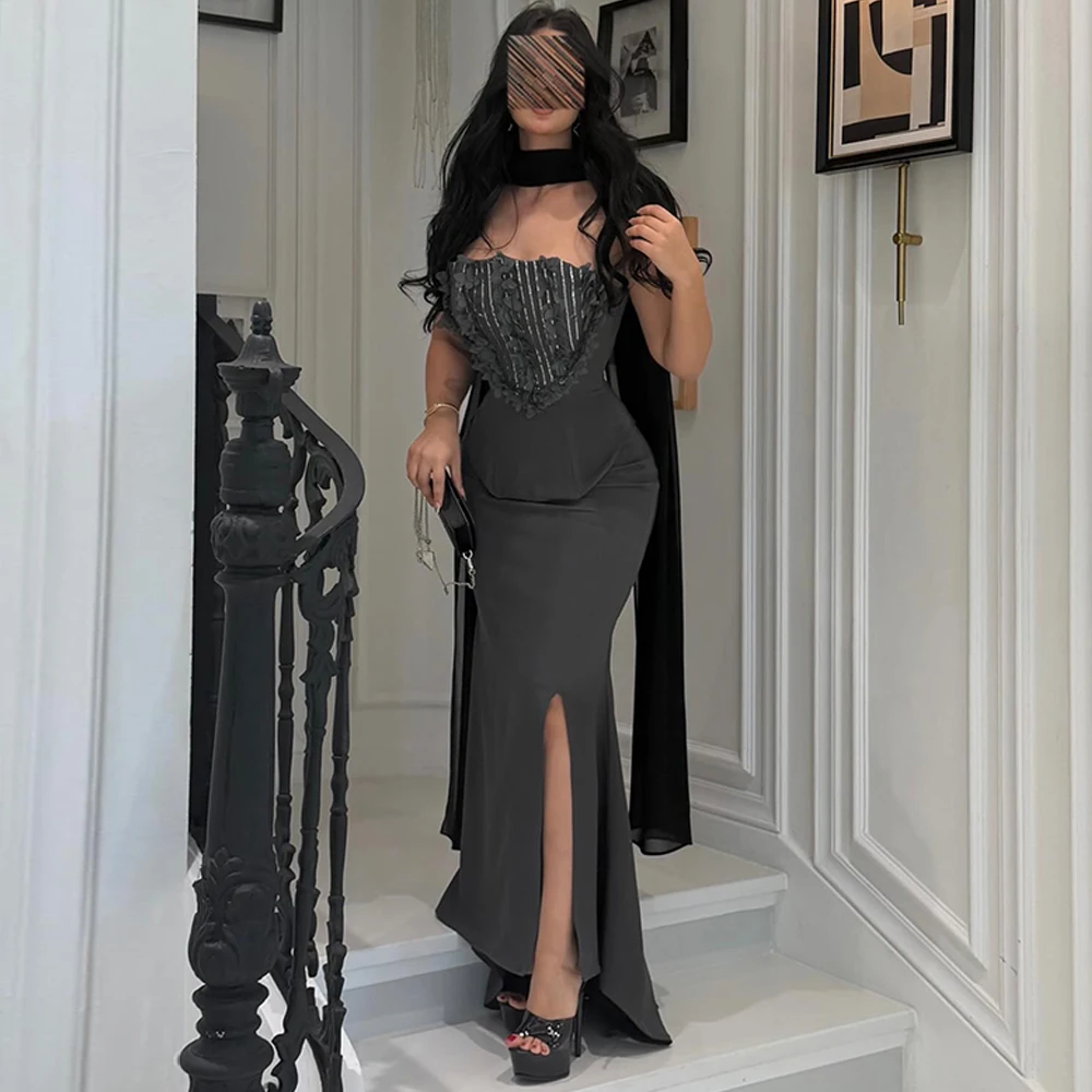 Fashion Jersey Strapless Evening Dress Sexy Mermaid Prom Dresses Luxury Flowers Beading Customized Special Occasion Gowns
Fashion Jersey Strapless Evening Dress Sexy Mermaid Prom Dresses Luxury Flowers Beading Customized Special Occasion Gowns