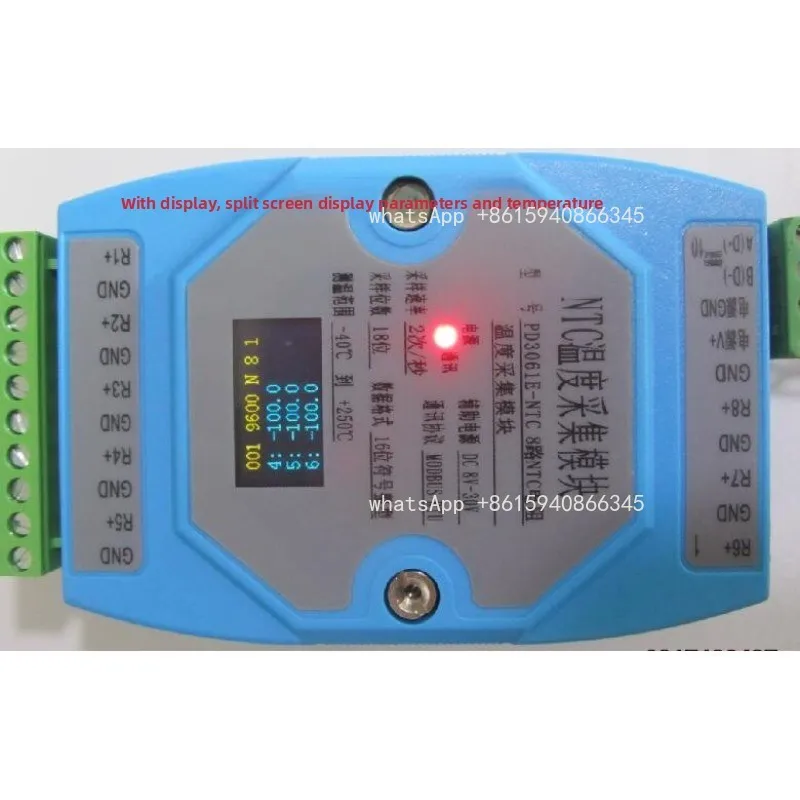 8-Channel NTC Temperature Transmitter, Thermistor Temperature Acquisition Module MODBUS RTU 485
8-Channel NTC Temperature Transmitter, Thermistor Temperature Acquisition Module MODBUS RTU 485