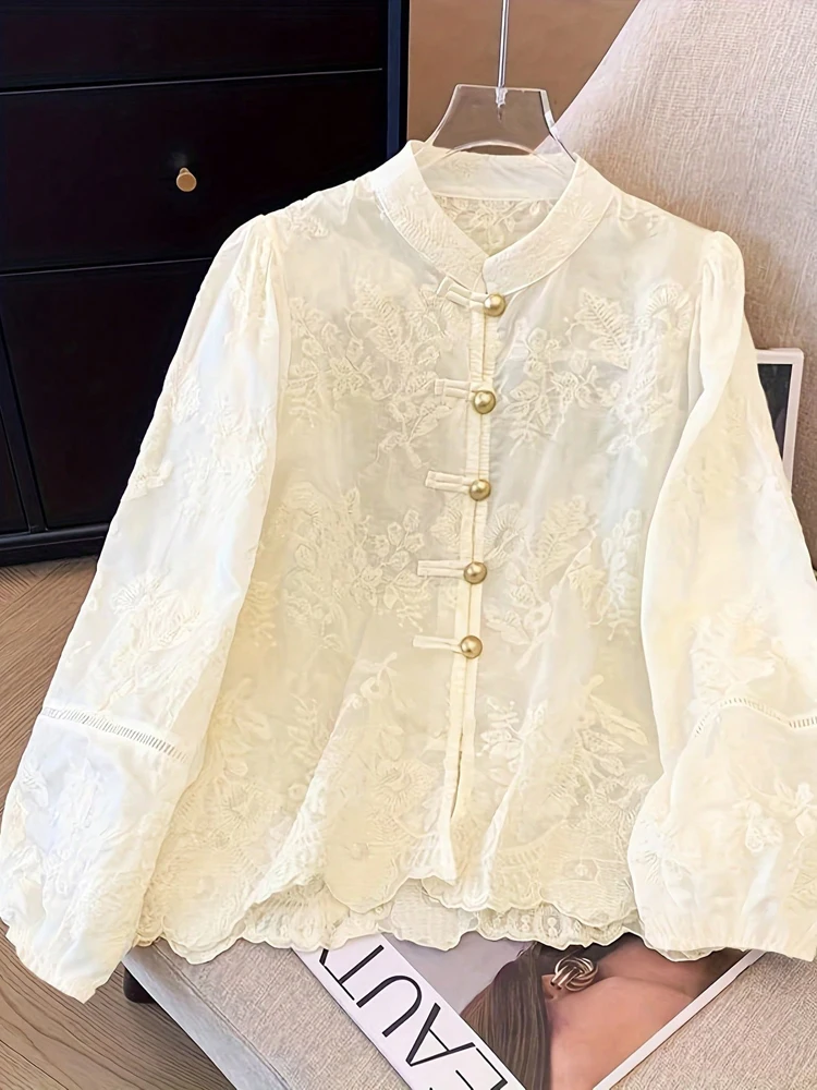 2026 Spring/Summer New Arrival: Women's Elegant Blouse with Vintage Cuffs and Lace Embroidery Workwear
2026 Spring/Summer New Arrival: Women's Elegant Blouse with Vintage Cuffs and Lace Embroidery Workwear