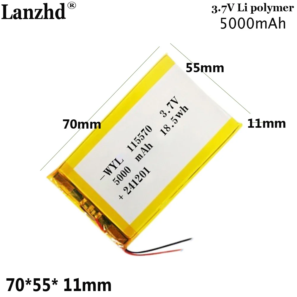 3.7V Polymer lithium battery 115570 5000mAh For air conditioner suit power bank mobile power bank audio battery
3.7V Polymer lithium battery 115570 5000mAh For air conditioner suit power bank mobile power bank audio battery