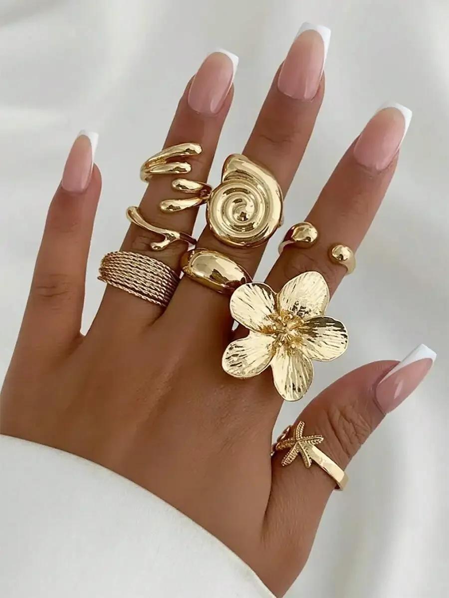 8pcs Vintage Bohemian Floral Starfish Stackable Fashion Rings Set
8pcs Vintage Bohemian Floral Starfish Stackable Fashion Rings Set