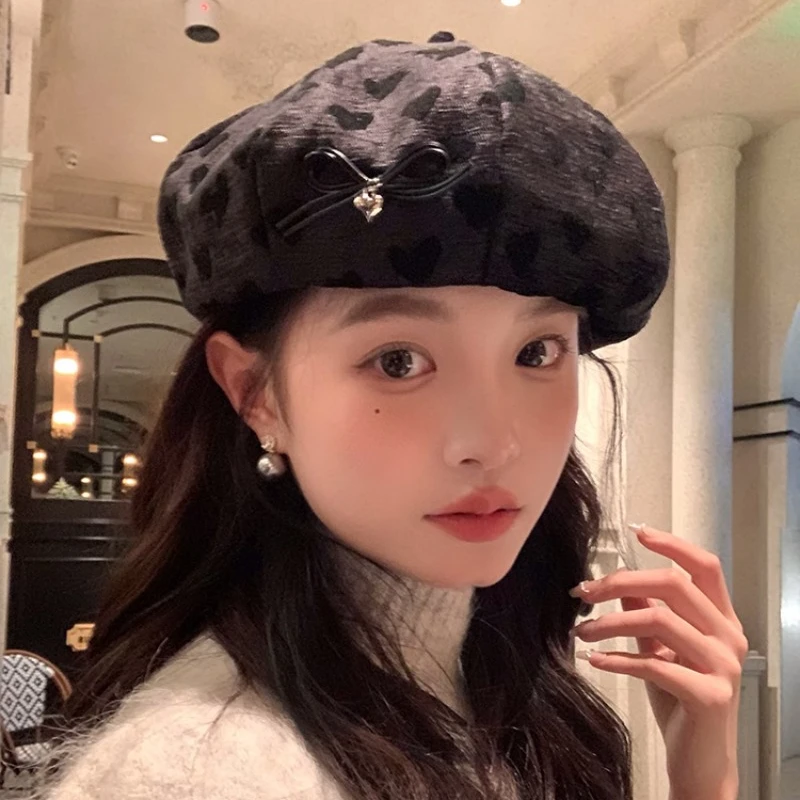 Korean Sweet Bow Love Jacquard Beret Spring and Autumn Street Fashion Octagonal Painter Hat for Women's Gorras Para Mujer
Korean Sweet Bow Love Jacquard Beret Spring and Autumn Street Fashion Octagonal Painter Hat for Women's Gorras Para Mujer