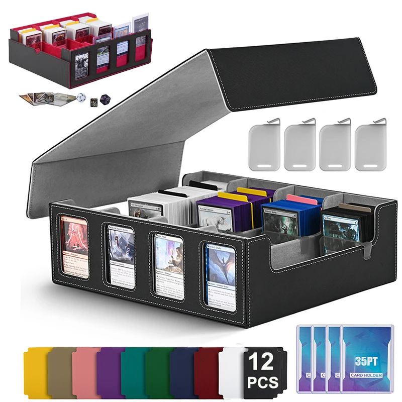 Large Capacity Magnetic PU Leather Card Organizer for 3000+ Cards Game Card Holder Trading Card Storage Box with 4Pcs Holders
Large Capacity Magnetic PU Leather Card Organizer for 3000+ Cards Game Card Holder Trading Card Storage Box with 4Pcs Holders