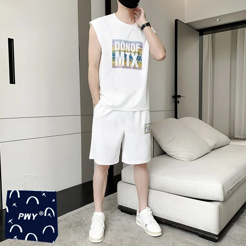 Мужской летний комплект из ледяного шелка: майка с принтом и шорты для фитнеса и спорта, повседневный, из полиэфирного волокна...
Мужской летний комплект из ледяного шелка: майка с принтом и шорты для фитнеса и спорта, повседневный, из полиэфирного волокна...