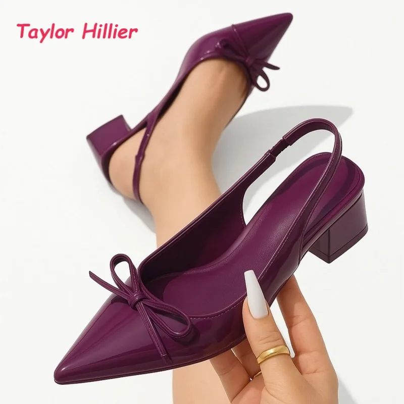 Patent Faux Leather Bow Pointed Toe Slingback Block Low Heel Pumps Women's Summer Trendy Versatile Office Wedding Formal Heels
Patent Faux Leather Bow Pointed Toe Slingback Block Low Heel Pumps Women's Summer Trendy Versatile Office Wedding Formal Heels