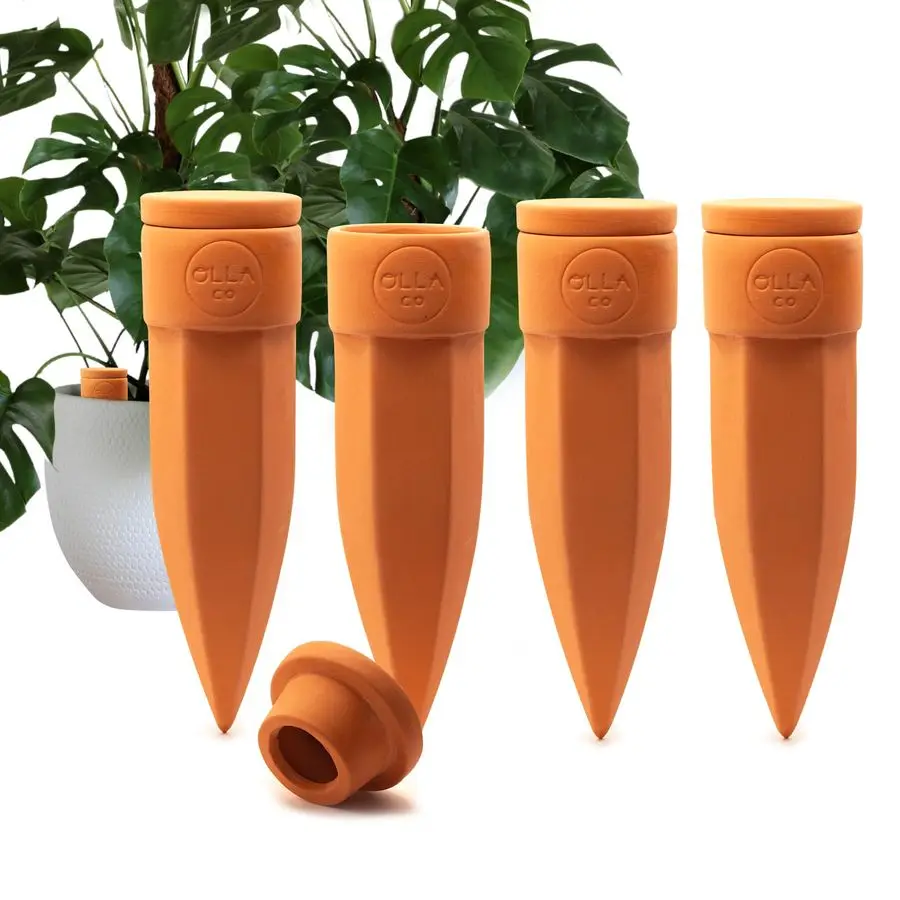 Company Plant Watering Spikes with Lids Ideal for 812 Pots Vacation Friendly Terracotta Large Set of 4
Company Plant Watering Spikes with Lids Ideal for 812 Pots Vacation Friendly Terracotta Large Set of 4