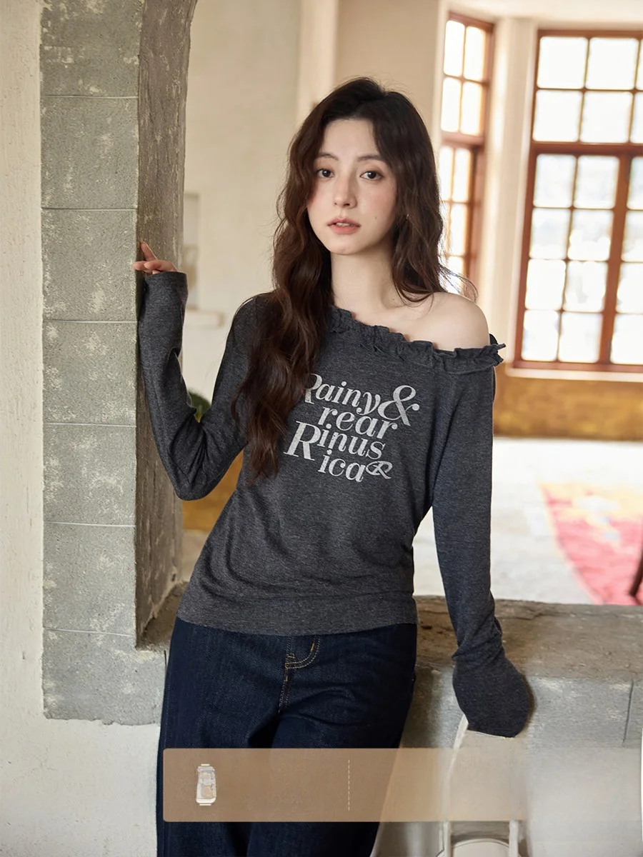 Ele Slant-oulder Long-Sve T-irt Lazy Sle Unique High-Quali Commute Sle Polyester Fiber High Waist Print Design
Ele Slant-oulder Long-Sve T-irt Lazy Sle Unique High-Quali Commute Sle Polyester Fiber High Waist Print Design