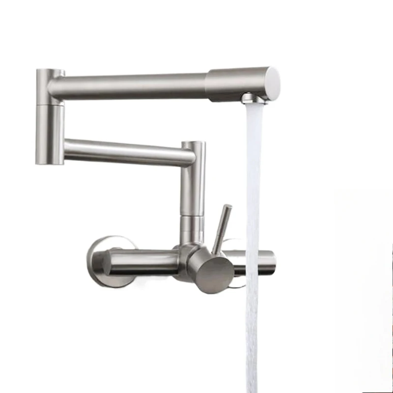 Brushed Kitchen Sink Faucet 304 Stainless Steel In-wall Double Hole 360° Rotation Universal Folding Hot Cold Mixer Kitchen Crane
Brushed Kitchen Sink Faucet 304 Stainless Steel In-wall Double Hole 360° Rotation Universal Folding Hot Cold Mixer Kitchen Crane