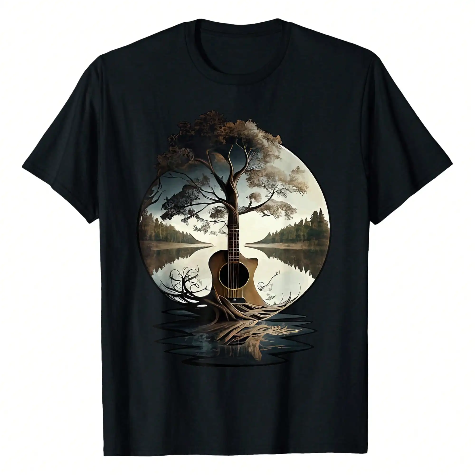 Acoustic Guitar Tree By The Lake Guitarist T-Shirt Tees Short Sleeve Casual Women T Shirts 100% Cotton Tee Shirt Womens Short-S
Acoustic Guitar Tree By The Lake Guitarist T-Shirt Tees Short Sleeve Casual Women T Shirts 100% Cotton Tee Shirt Womens Short-S