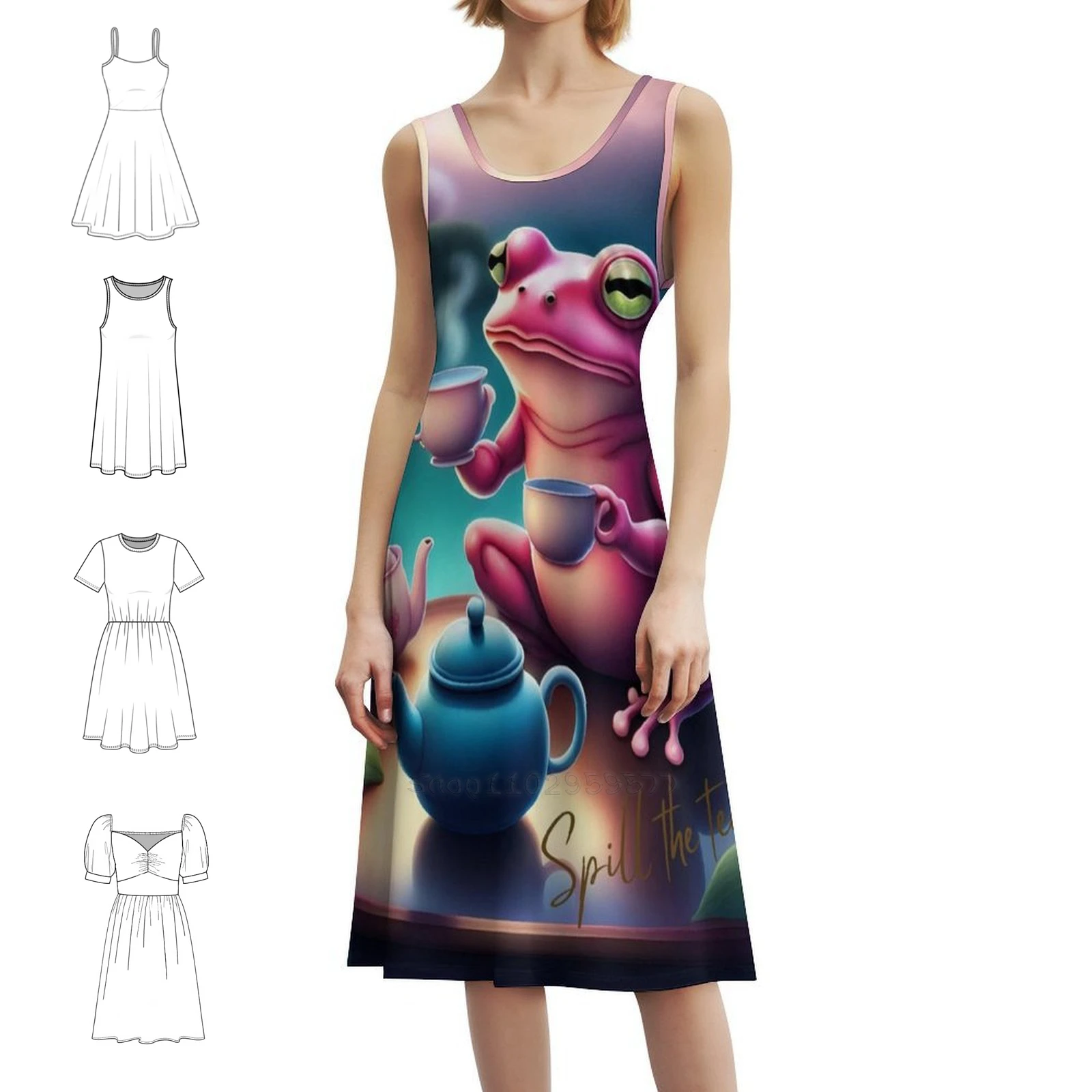 Женское уличное праздничное платье Spill The Tea Gossip Frog, модная клубная одежда с принтом для женщин, розовая лягушка, чайник, чашка Spill
Женское уличное праздничное платье Spill The Tea Gossip Frog, модная клубная одежда с принтом для женщин, розовая лягушка, чайник, чашка Spill