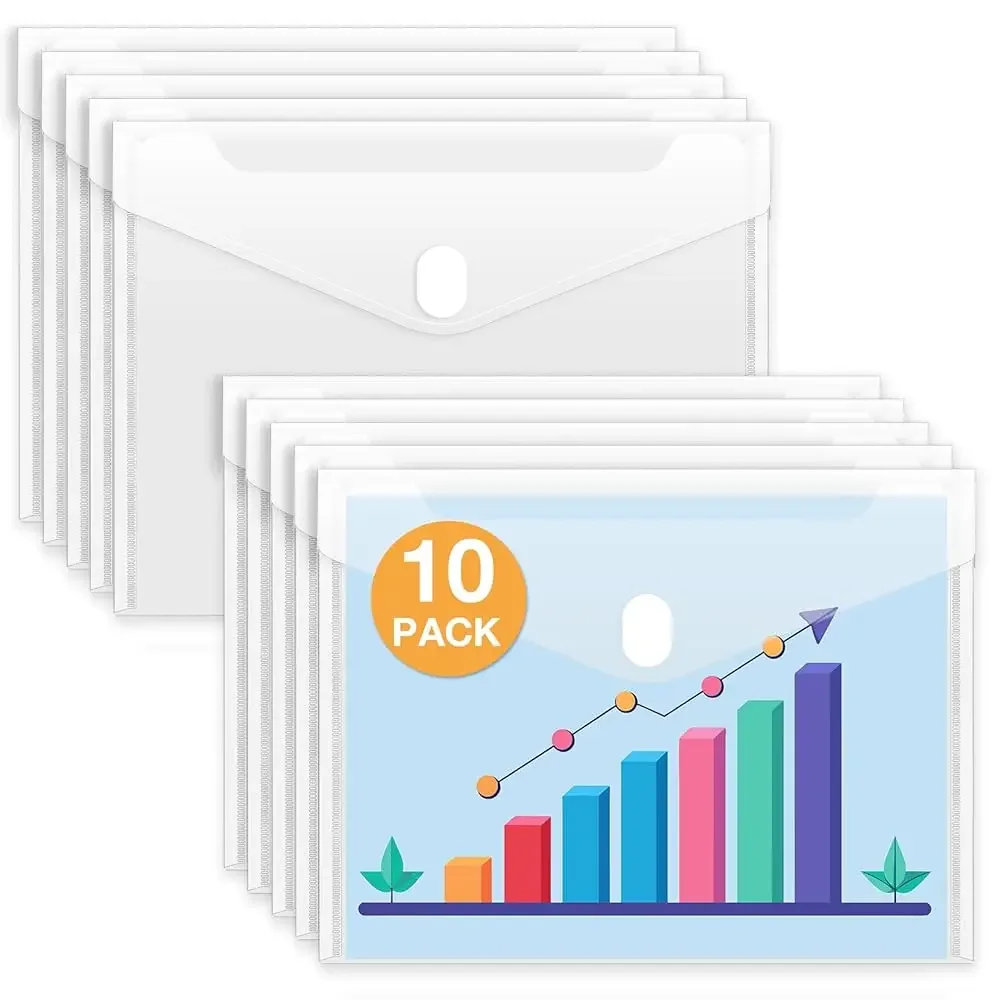 10 Pack Plastic Envelopes File Folders, Rainforced Clear Folder Important Document Organizer, A4 Letter Size Bill Receipt Pa
10 Pack Plastic Envelopes File Folders, Rainforced Clear Folder Important Document Organizer, A4 Letter Size Bill Receipt Pa