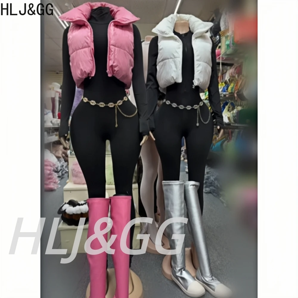 HLJ&GG Fashion Solid Bodycon One Piece Jumpsuits 3 Piece Sets Women Long Sleeve Playsuits+Cotton Jacket+Chain Outfits Streetwear
HLJ&GG Fashion Solid Bodycon One Piece Jumpsuits 3 Piece Sets Women Long Sleeve Playsuits+Cotton Jacket+Chain Outfits Streetwear