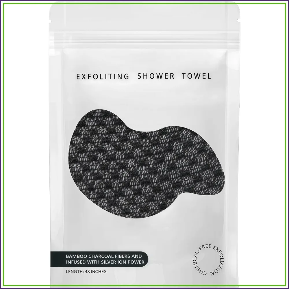 Exfoliating Shower Towel 48", Premium Scrub Washcloth for Body & Face, Black
Exfoliating Shower Towel 48", Premium Scrub Washcloth for Body & Face, Black