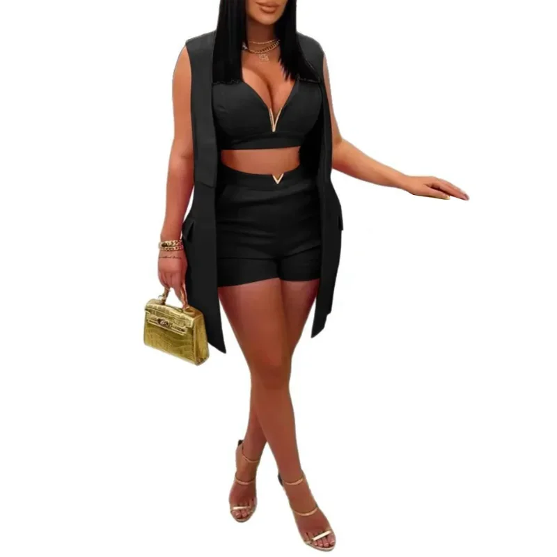 Customized Fashion Women's Set Sleeveless Blazers Vest + Bra Top and Shorts 2025 Summer Sexy Club Party Two 2 Piece Sets Outfits
Customized Fashion Women's Set Sleeveless Blazers Vest + Bra Top and Shorts 2025 Summer Sexy Club Party Two 2 Piece Sets Outfits