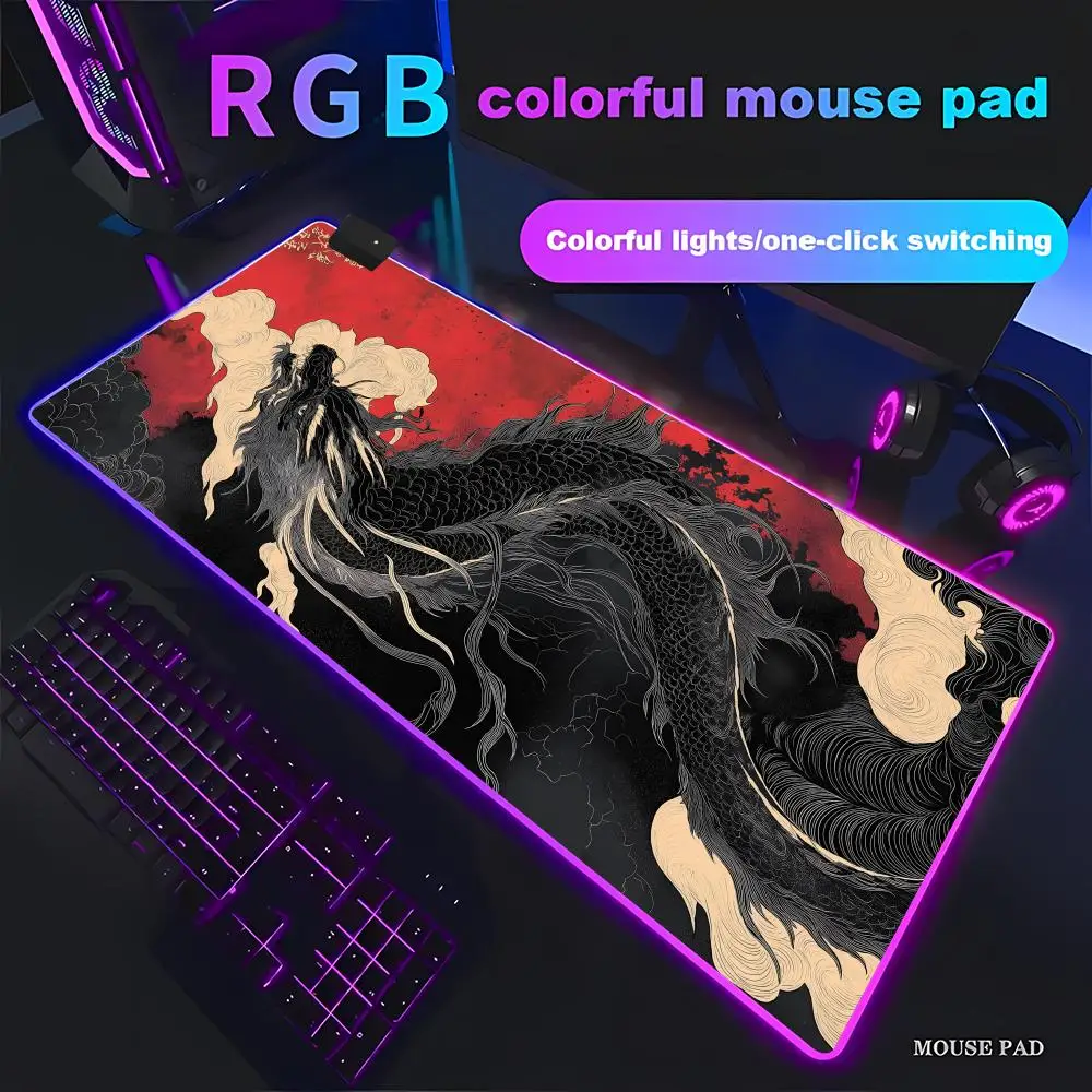 HYBXAXC Traditional Chinese Dragon Mouse Pad Non-Slip Desk Mat Red Black Ink Print RGB Gaming Pad HD Gamer Large LED Light XXL
HYBXAXC Traditional Chinese Dragon Mouse Pad Non-Slip Desk Mat Red Black Ink Print RGB Gaming Pad HD Gamer Large LED Light XXL