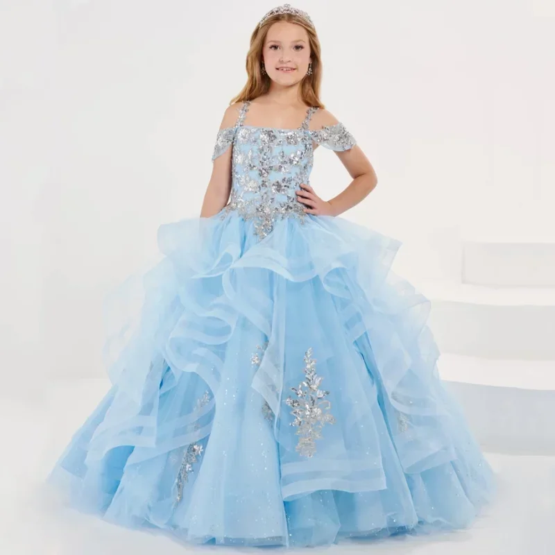 Flower Girl Dresses Sleeveless For Wedding Birthday Party Banquet Princess Gowns Sky Blue Tulle Tiered Silver Flory Appliques
Flower Girl Dresses Sleeveless For Wedding Birthday Party Banquet Princess Gowns Sky Blue Tulle Tiered Silver Flory Appliques