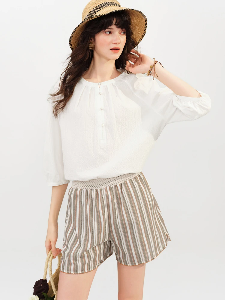 Women's round Neck Cotton Linen Texture Shirt Summer New Style Seven-Foot Bubble Sleeve Top Fashion French Loose Fit Button D...
Women's round Neck Cotton Linen Texture Shirt Summer New Style Seven-Foot Bubble Sleeve Top Fashion French Loose Fit Button D...