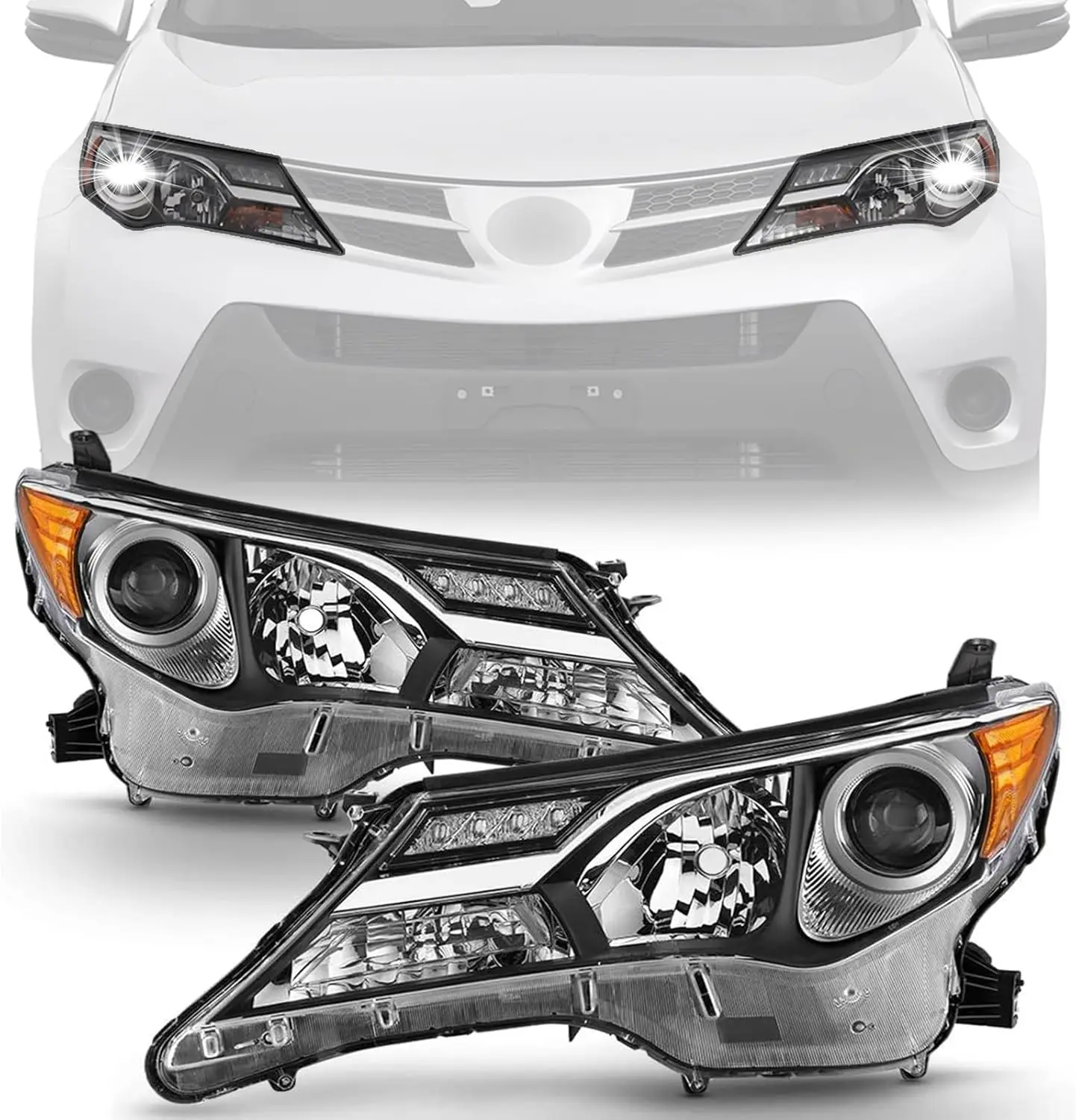 Headlight Assembly Set Fit for 2013-2015 Toyota RAV4 RAV-4 Headlamp Assembly Black Housing w/o Bulbs Driver and Passenger Side
Headlight Assembly Set Fit for 2013-2015 Toyota RAV4 RAV-4 Headlamp Assembly Black Housing w/o Bulbs Driver and Passenger Side