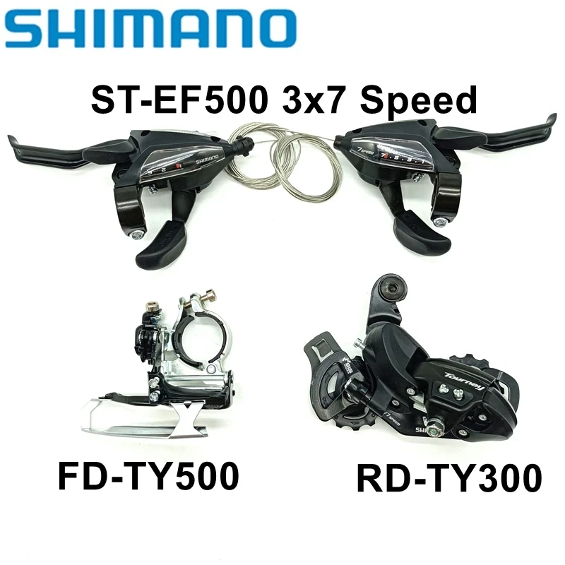 Original Shimano 21 Speed Groupset RD-TY300 Rear Derailleur ST-EF500 3x7 Speed Shifter Brake Lever FD-TY500 Front Derailleur
Original Shimano 21 Speed Groupset RD-TY300 Rear Derailleur ST-EF500 3x7 Speed Shifter Brake Lever FD-TY500 Front Derailleur