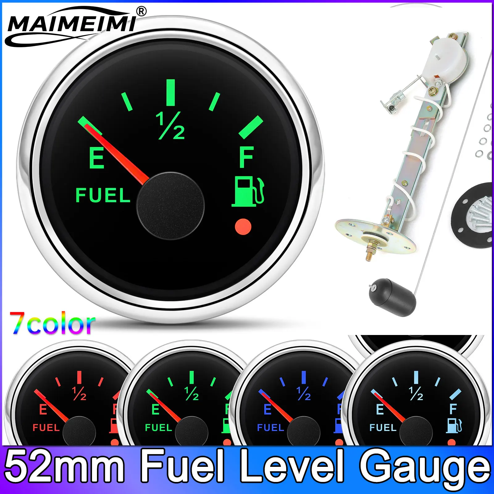 52mm Fuel Level Meter 7 Color Backlight Indicator Gauge 0-190ohm Signal with Alarm 12V 24V Volts Waterproof for Car Boat
52mm Fuel Level Meter 7 Color Backlight Indicator Gauge 0-190ohm Signal with Alarm 12V 24V Volts Waterproof for Car Boat